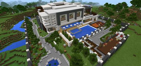 The reason modern and contemporary houses seem to lend themselves to minecraft probably stems from the fact that we build with square blocks, says andyisyoda he initially began his minecraft path by focusing on traditional mansions, before moving onto modern and contemporary designs in 2014. Modern Mansion Creation | Minecraft PE Maps