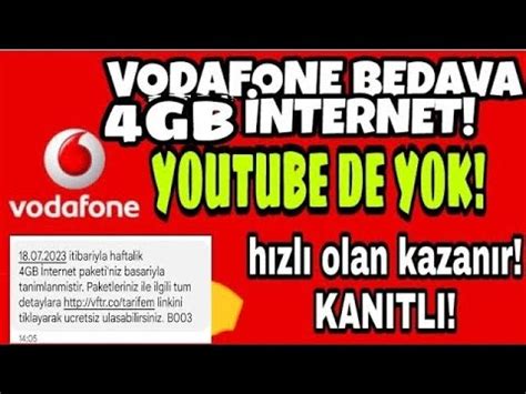 VODAFONE BEDAVA İNTERNET KAZANMAK 2023 4GB HAFTALIK Vodafone bedava