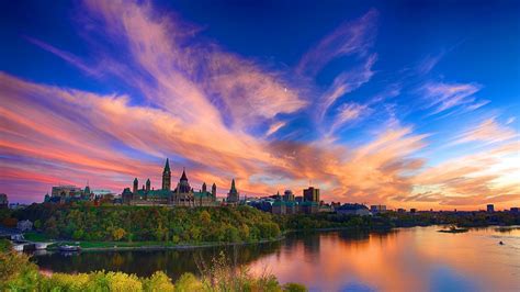 Architecture Castle Water Clouds Canada River Tower