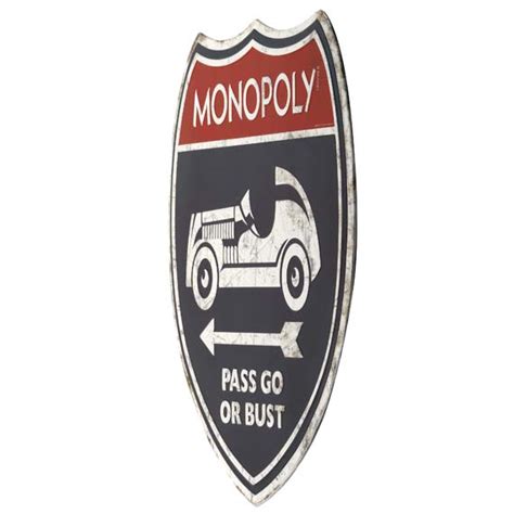 Monopoly Pass Or Go Embossed Tin Sign Open Road Brands