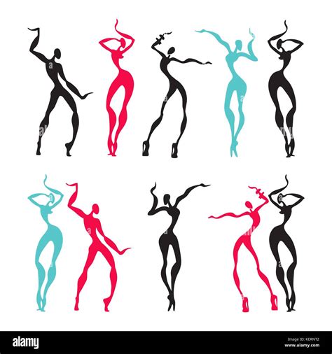 Beautiful Women Dancing Silhouettes Stock Vector Image And Art Alamy