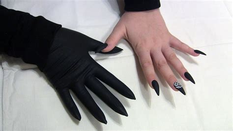 Xs Black Latex Gloves And Long Black Deadly Sharp Nails 💀 Asmr Scratching Youtube