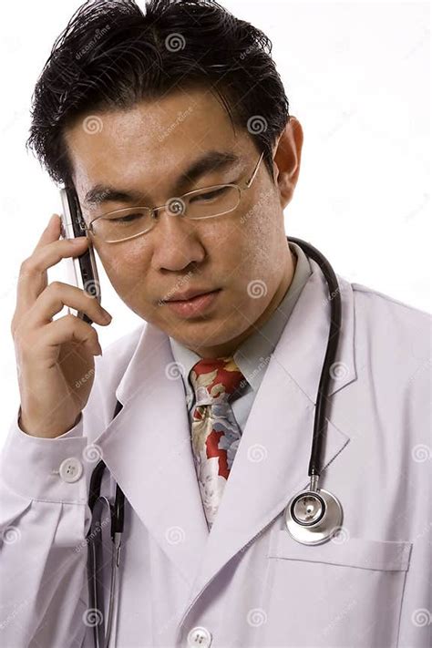 Asian Doctor With Mobile Phone Stock Image Image Of Mobile Achievement 5036591