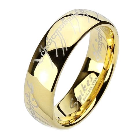 Eregion The One Ring Replica Stainless Steel Ip Gold Comfort Fit Band