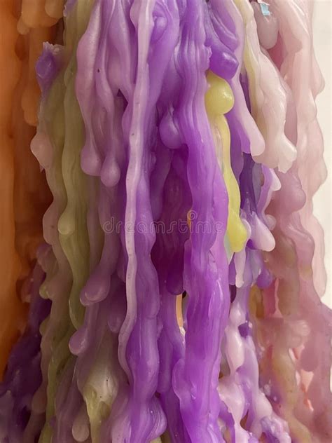 Wax Droplet Closeup Colorful Melted Candle Drips In Shape Of Solid Drops Pastel Shades