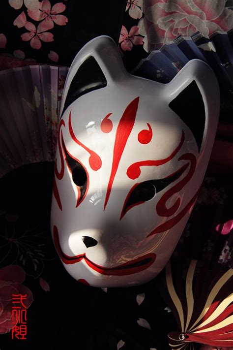 Hand Painted Full Face Japanese Fox Mask Demon Kitsune Cosplay Pvc