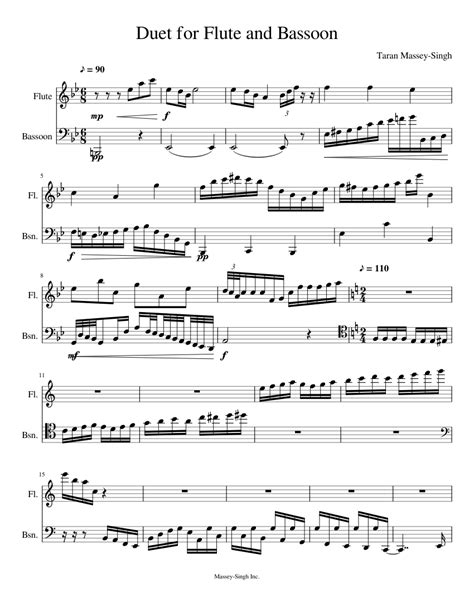Flute And Bassoon Duet Sheet Music For Flute Bassoon Woodwind Duet