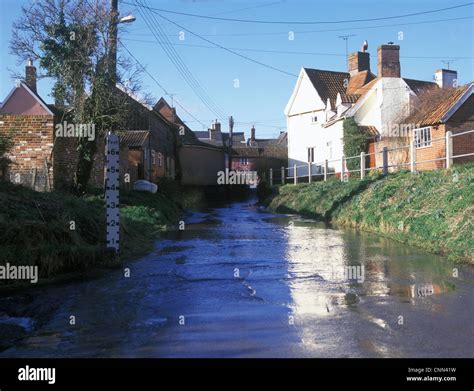 Britain England Suffolk Flood Water Marker In The Ford Debenham