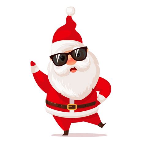 Cute Dancing Santa Claus In Sunglasses Cartoon Vector Illustration