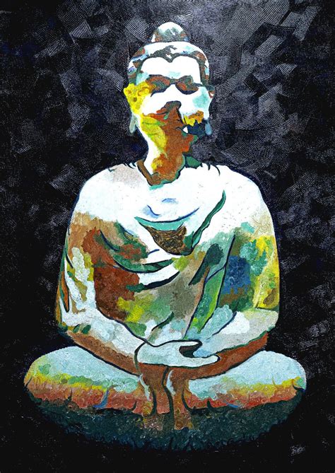Buddha Meditating Acrylic Painting Framed Prints By Sina Irani