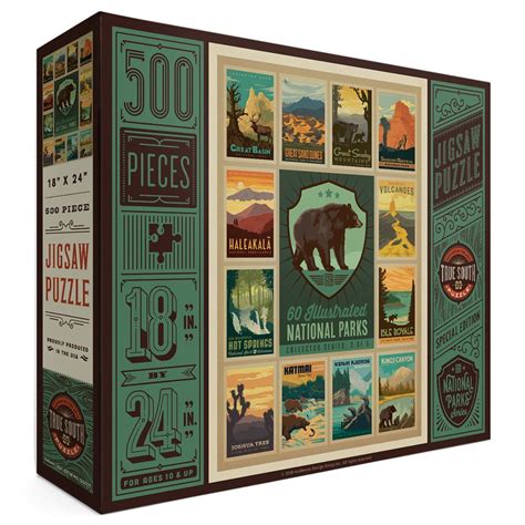 500 Pc Puzzle 60 National Parks Multi Image 3 Of 5 Bear Vintage