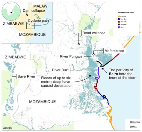 Trail Of Destruction Of Cyclone Idai Through Mozambique Malawi And