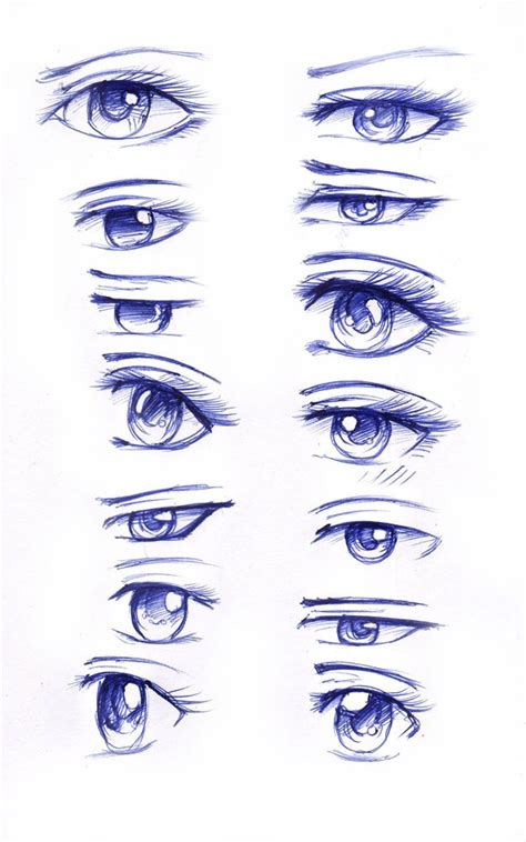 If you want to draw the other eye, just repeat the same. Practicing different anime eye styles. So here's 60 of them. Do note they are not in different ...