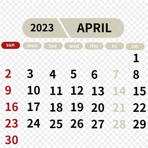 Calendar April 2023 Png Transparent April 2023 Calendar English