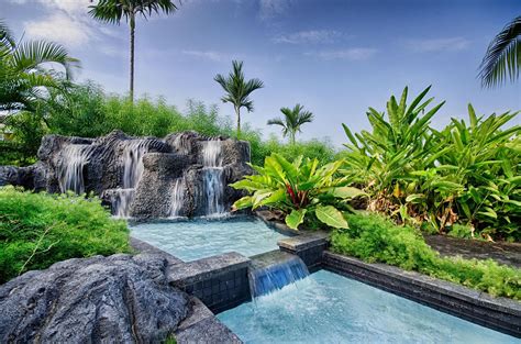 Keauhou Estates Waterfall And Swimming Pool Hawaii Big
