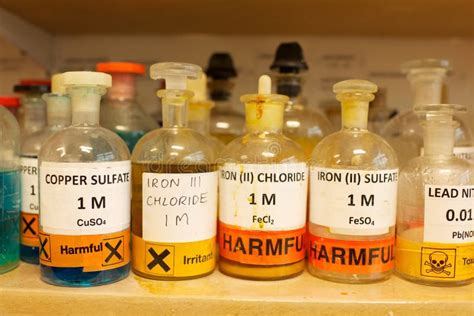 Chemistry Bottles In A Secondary School Science Lab Stock Image Image