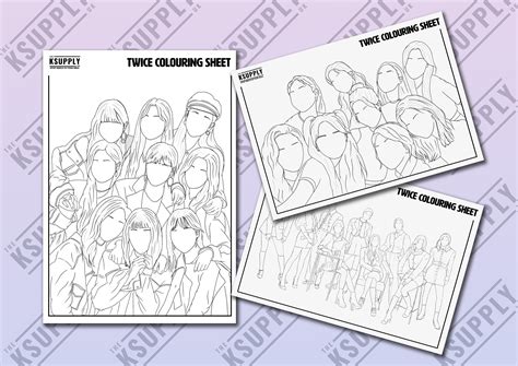 Twice Kpop Colouring Sheets Printable Digital Download Line Etsy Finland