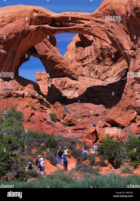 The Double Arch Is Seen At The Arches National Park Near Moab Utha