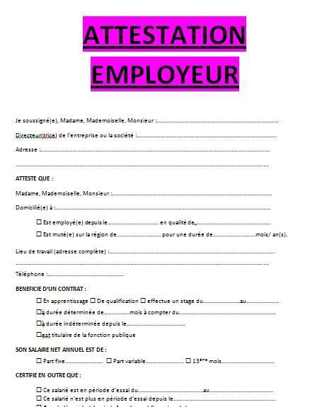 An Employee Application Form Is Shown With The Words Attestation Employr