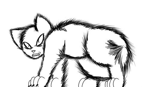 Angry Cat Drawing Sketch Coloring Page