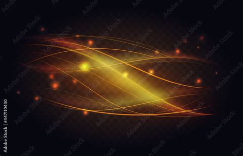 Abstract Luminous Line Waves Of Golden Light Effect Vector Illustration