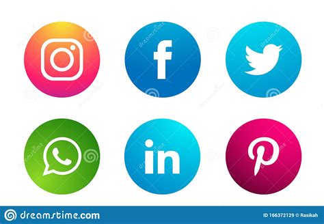 Set Of Popular Social Media Logos Icons Instagram Facebook Twitter