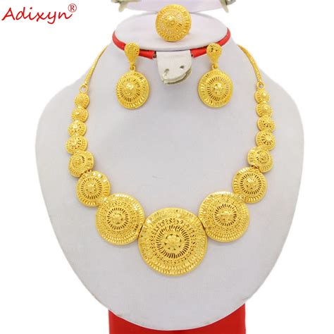 Dubai Gold Color Jewelry Sets For Women African Wedding Bridal Ornament Gift France Arab Round