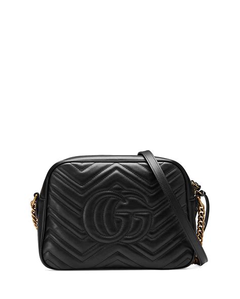 Gucci Gg Marmont 20 Medium Quilted Camera Bag Black