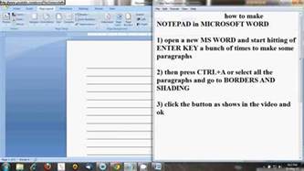 How To Make Notepad In Microsoft Word Youtube