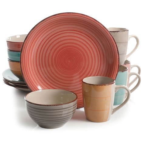 Gibson Home Color Vibes Pastel 12 Piece Stoneware Dinerware Set In