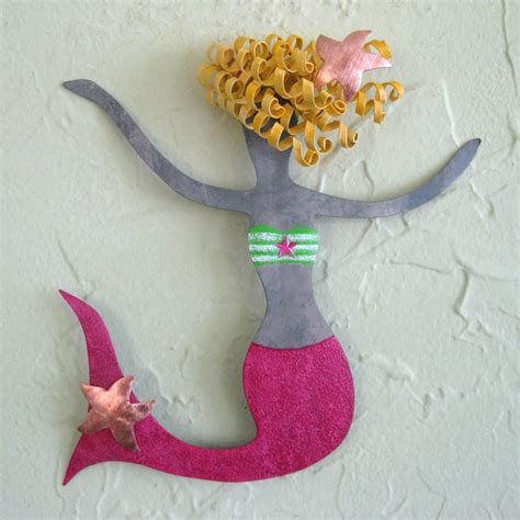 Hand Crafted Metal Mermaid Wall Art Sculpture Rosie Blonde By Frivolous