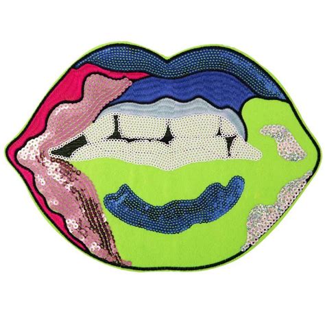 New Arrival Colorful Sequined Lips Iron On Patches For Clothes Large