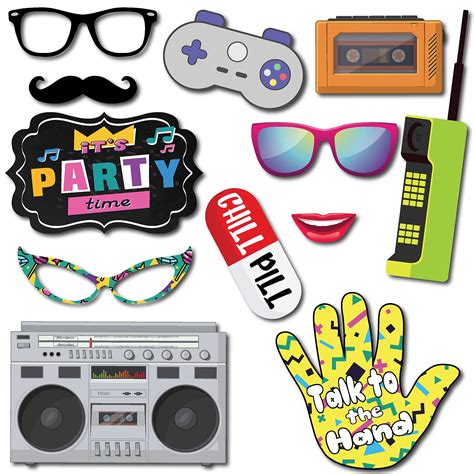 90s Throwback 1990s Party Theme Photo Booth Props 41 Pieces With Wooden Sticks And Strike A Pose