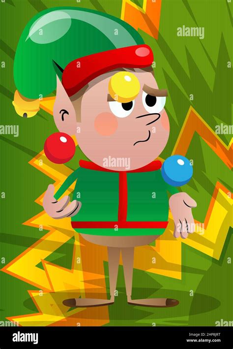 Christmas Elf Juggler Santa Clauss Little Worker Helper Stock Vector Image And Art Alamy
