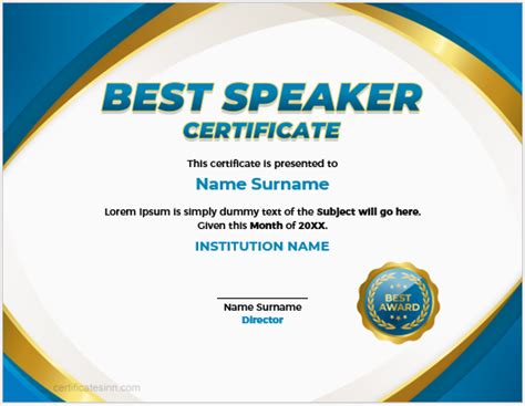 5 Best Speaker Certificate Templates For Word Download