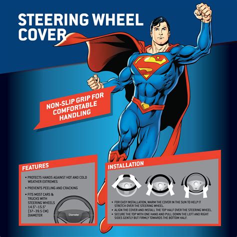 Superman Car Steering Wheel Cover Universal Fit Steering Wheel Cover