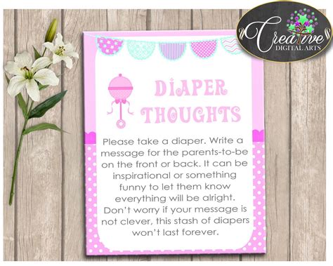 Stars Baby Shower Diaper Thoughts Printable Boy Blue Gold Etsy