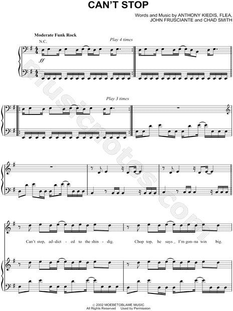 Red Hot Chili Peppers Cant Stop Sheet Music In E Minor Transposable