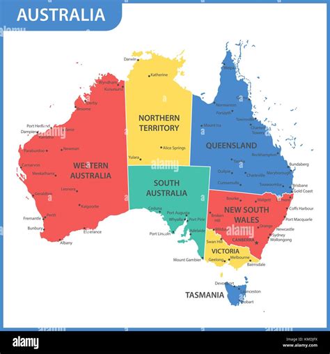 The Detailed Map Of The Australia With Regions Or States And Cities