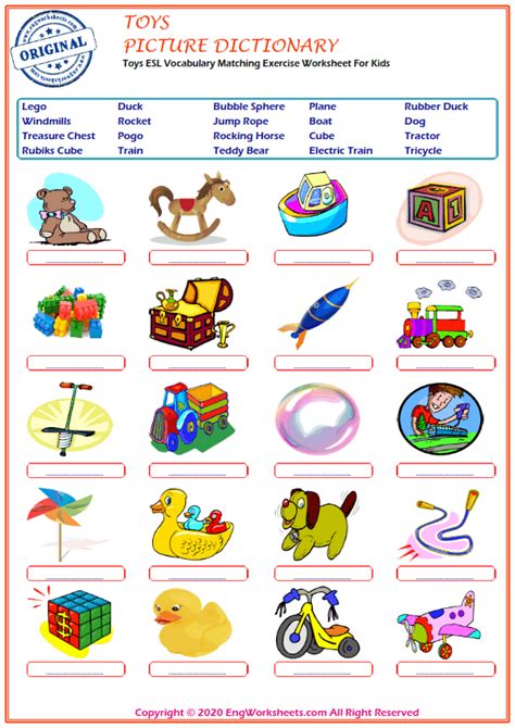 Toys Esl Vocabulary Worksheets Toys Vocabulary Online Exercise For