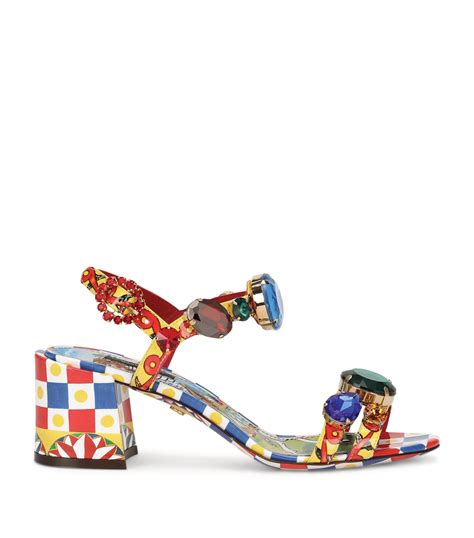 Dolce And Gabbana Multi Leather Carretto Print Sandals 60 Harrods Uk