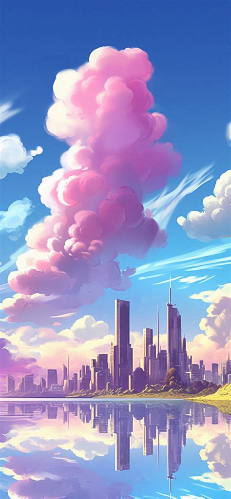 Pink Clouds And Megapolis Art Wallpapers Sky Clouds Wallpapers