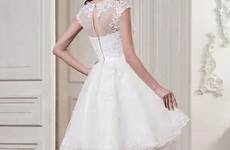 wedding dress tulle appliques knee length lace line scoop neck princess jjshouse chart size