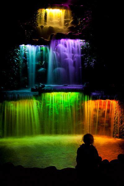 Boy Watching Waterfall Lights Waterfall Lights Beautiful Waterfalls
