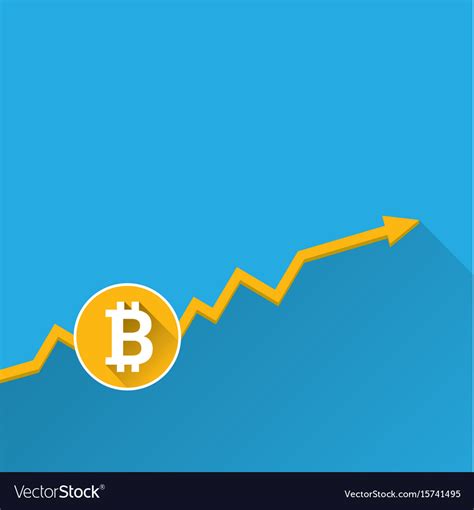 Bitcoin Growth Graph On Blue Background Royalty Free Vector