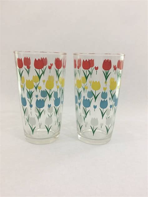 Pair Of Vintage Hazel Atlas Tulip Glassessmall Flower Vase Vintage