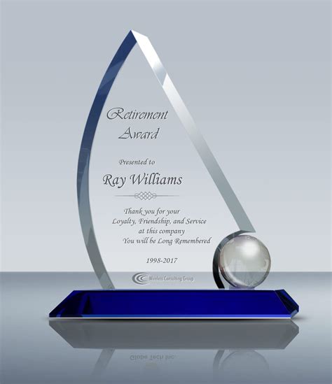 Unique Retirement Plaque Crystal Sailing Award 013 Goodcount 3d