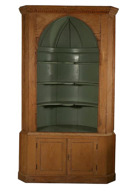 English Striped Pine Corner Cabinet