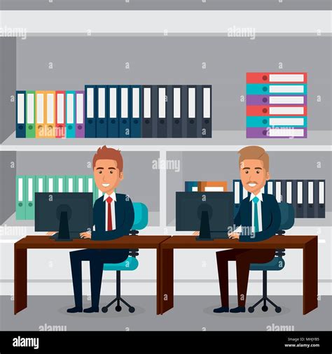 Elegant Businessmen In The Office Scene Stock Vector Image And Art Alamy