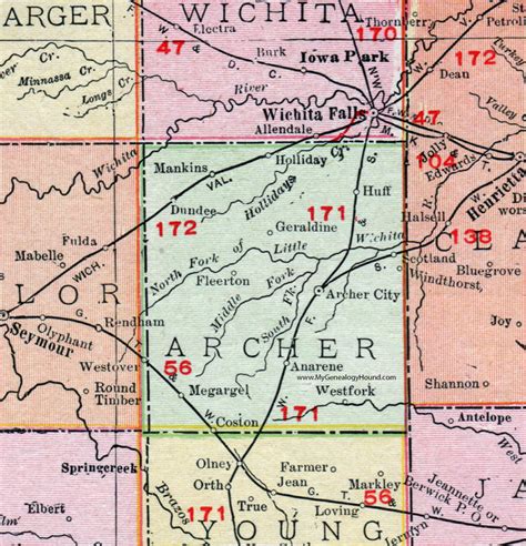 Archer County Texas 1911 Map Rand Mcnally Archer City Scotland